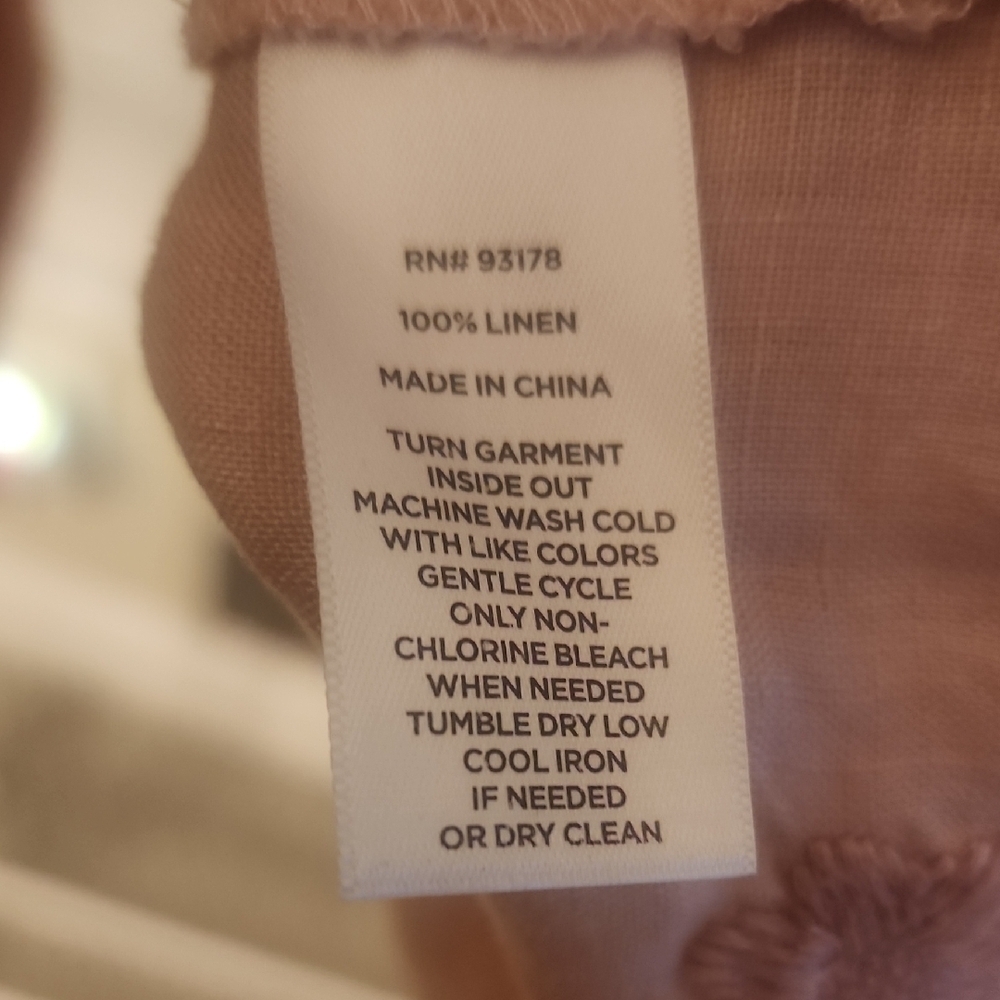 MAGASCHONI Pale Mauve 100% Linen Embroidered Blouse Size M - Picture 7 of 7